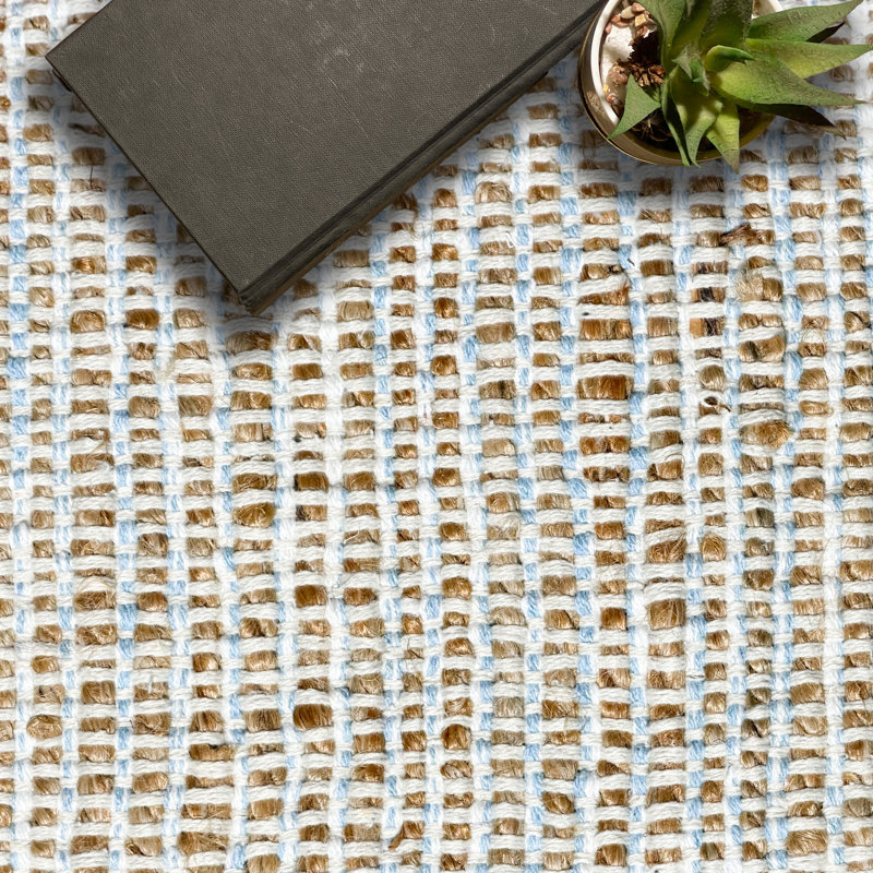Aleksei Jute Area Rug, Runner 2' x 7', Coastal Blue