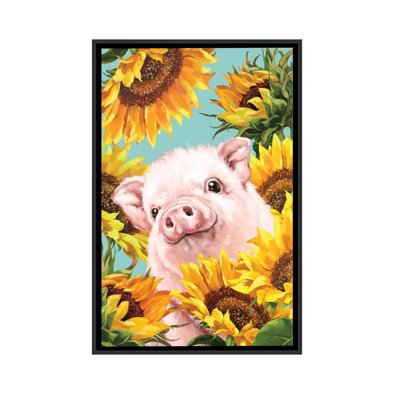 Impression d’art graphique, Pig, Toile avec cadre noir, Pas de tapis, H 40 po x l 26 po x P 1,5 po
