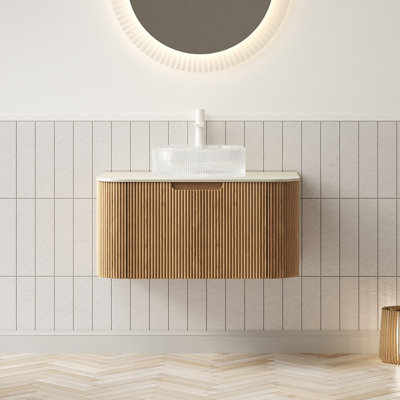 Meuble-lavabo flottant en verre fritté 30 po