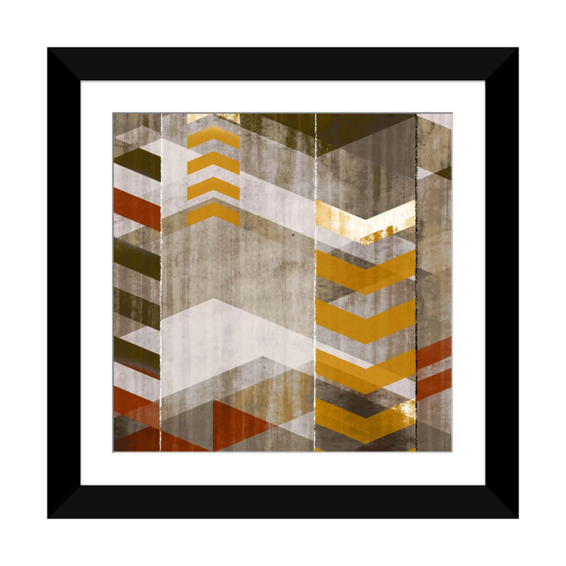 « chevron serenade i », impression sur toile, H 24 po x l 24 po x P 1 po, Papier d'art encadré noir, Blanc