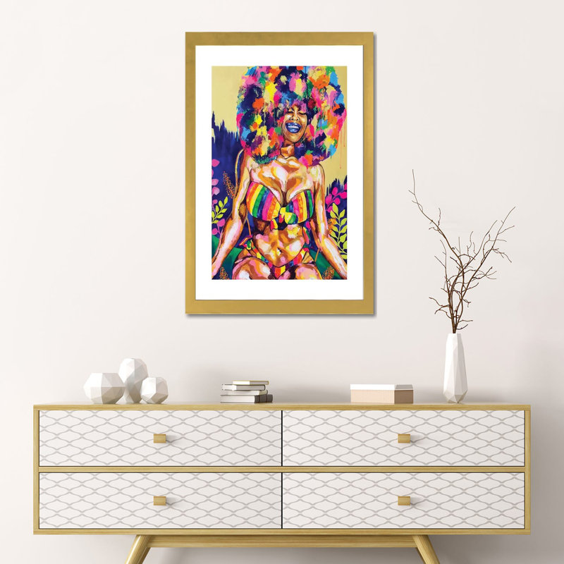Promesse-impression de peinture, Blanc, H 24 po x l 16 po x P 1 po, Papier encadré doré