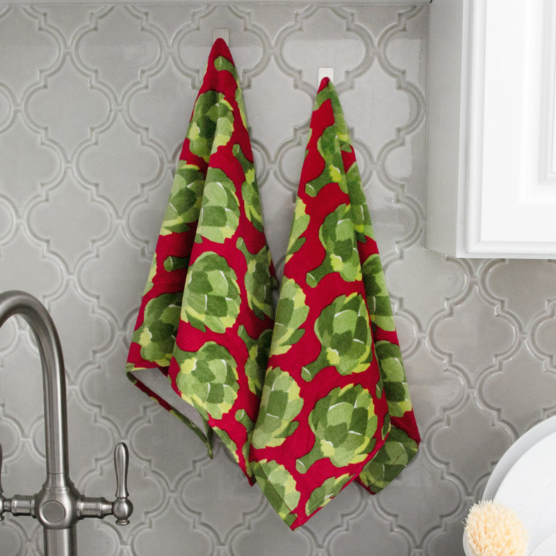 T-fal  Fiber Reactive Print Kitchen Dishcloth, Red