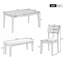 Ensemble de salle à manger 6 pièces de style classique et traditionnel Trexm, comprenant une table de salle à manger, 4 chaises rembourrées et un banc (blanc et gris)