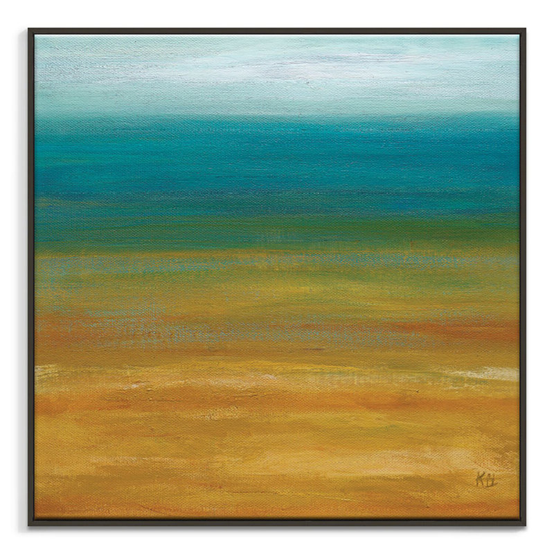 Beach Memory 1 Piece Painting on Canvas, 76cm H x 76cm W, Black Floater Frame