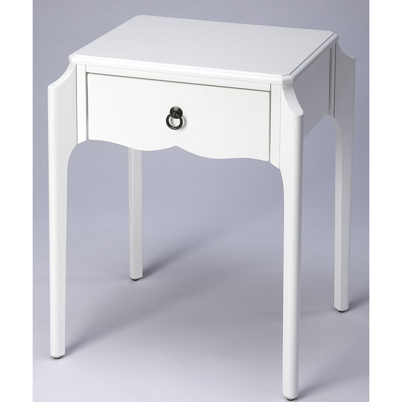 Greenhorn 51cm W Solid + Manufactured Wood Bedside Table, White