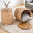 2 Pcs Wicker Rattan Storage Side Tables, Rustic Woven End Table With Removable Wood Panel Top, Outdoor Coffee Tables - 17.72" Dx 18.5" H, Set of 2