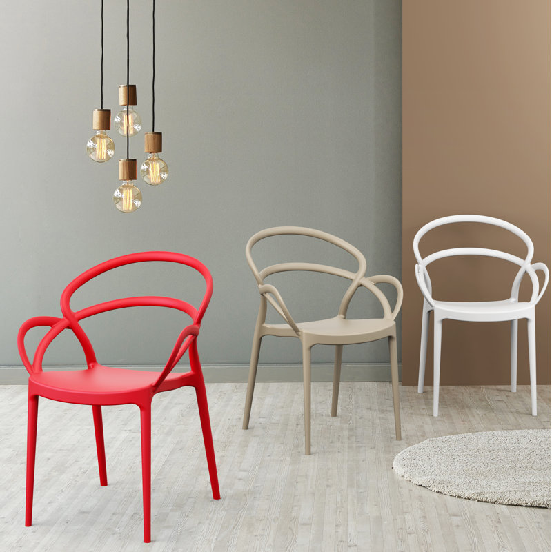 Chaise d'appoint empilable pour patio Farrah, Rouge