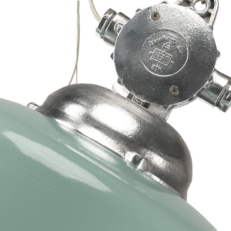 Detroit 1 - Light Aluminium Dome Pendant, Mintgreen
