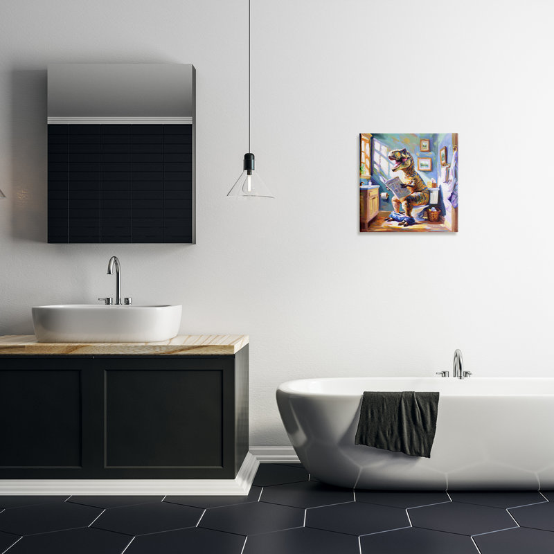 Art urbain sur toile, "Urban Bathing Bear" par Leon Devenice, H 17 po x l 17 po