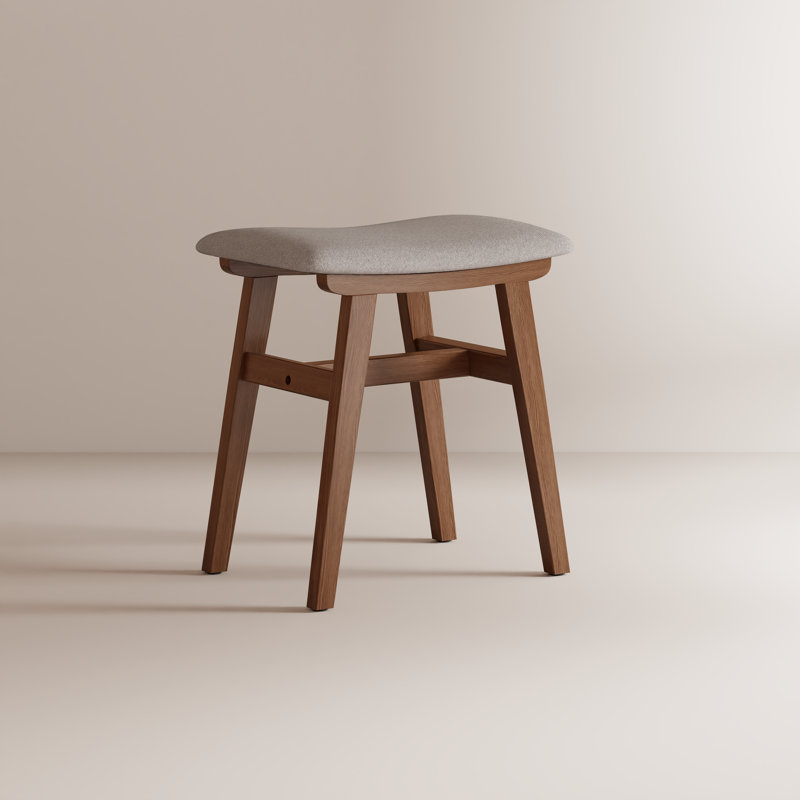 Tabouret de coiffeuse en bois massif Aevah avec coussin de selle, siège éponge à rebond élevé, fauteuil de maquillage facile à assembler