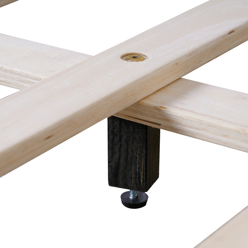 Structure de lit tapissier pour grand lit avec tissu bouclé et pieds en acier