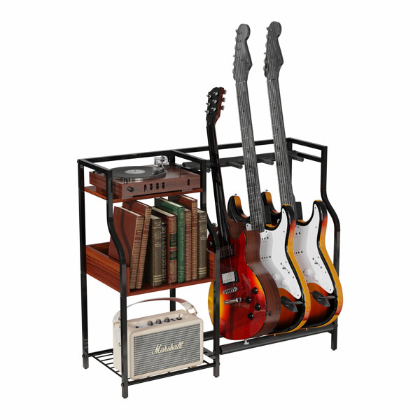 Guitar Rack for Multiple Guitars, Hardwood Guitar Stand Folding Guitar  Floor Rack, Soft Padded Guitar Display Holder, for 6 Electric or Bass  Guitars