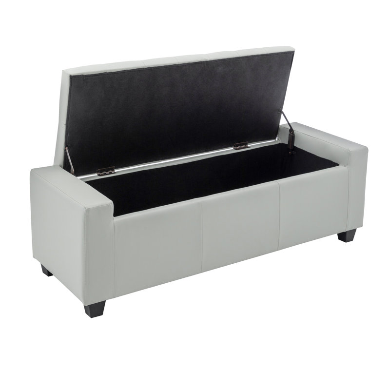 Corneshia Faux Leather Upholstered Storage Bench, Gray