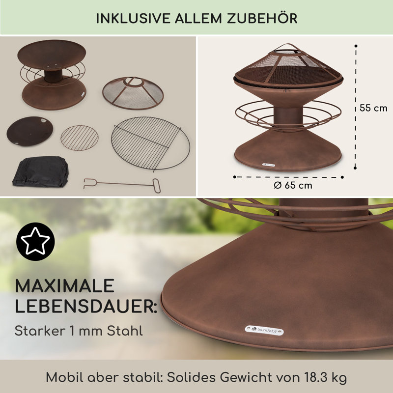 Aguilera Circle Smokeless Fire Pit, Brown