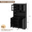 Armoire de cuisine, tablettes ouvertes et étagères à épices intérieures | Grande capacité de 5 armoires + tablettes ouvertes, comptoir pour appareils de bar à café, porte-épices intégré, solide-599088712