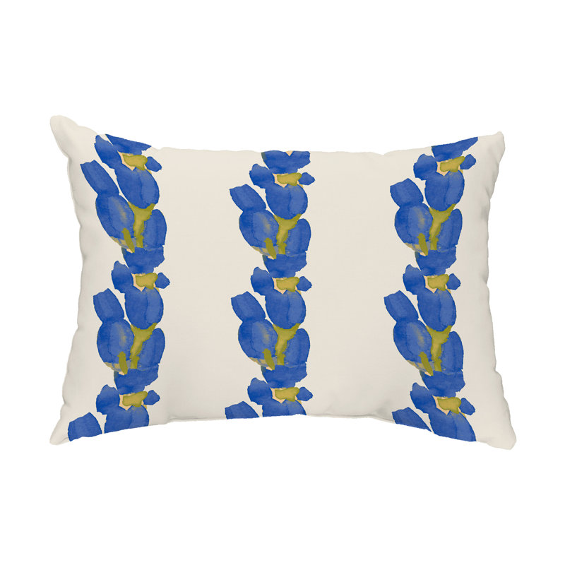 Coussin lombaire intérieur / extérieur Sunset Tulip, Bleu / Beige