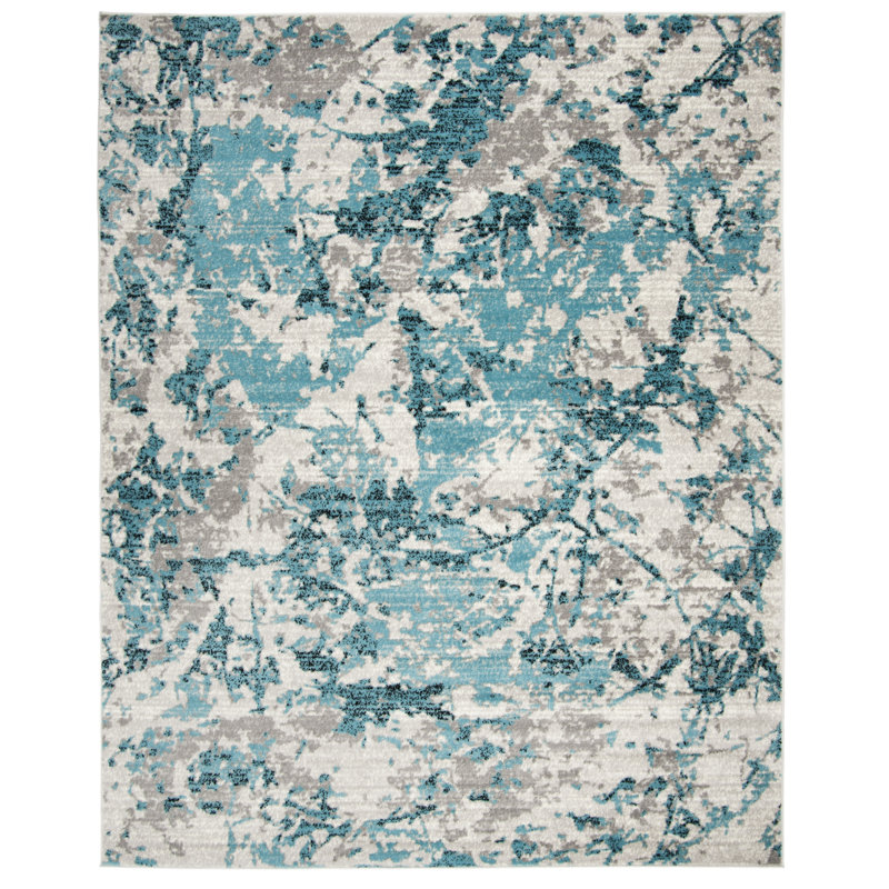 Tapis bleu / ivoire Cohan, Rectangle 8 pi x 10 pi