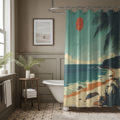 Retro Shoreline - Rideau de douche standard 1 pièce