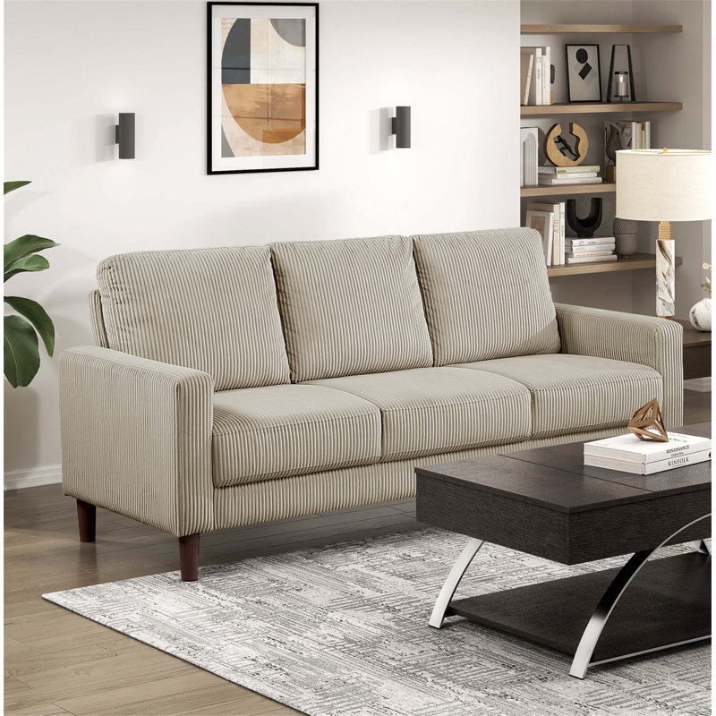 Canapé rembourré moderne et moderne avec coussins confortables, structure en bois massif et design élégant pour la détente et le divertissement dans le salon
