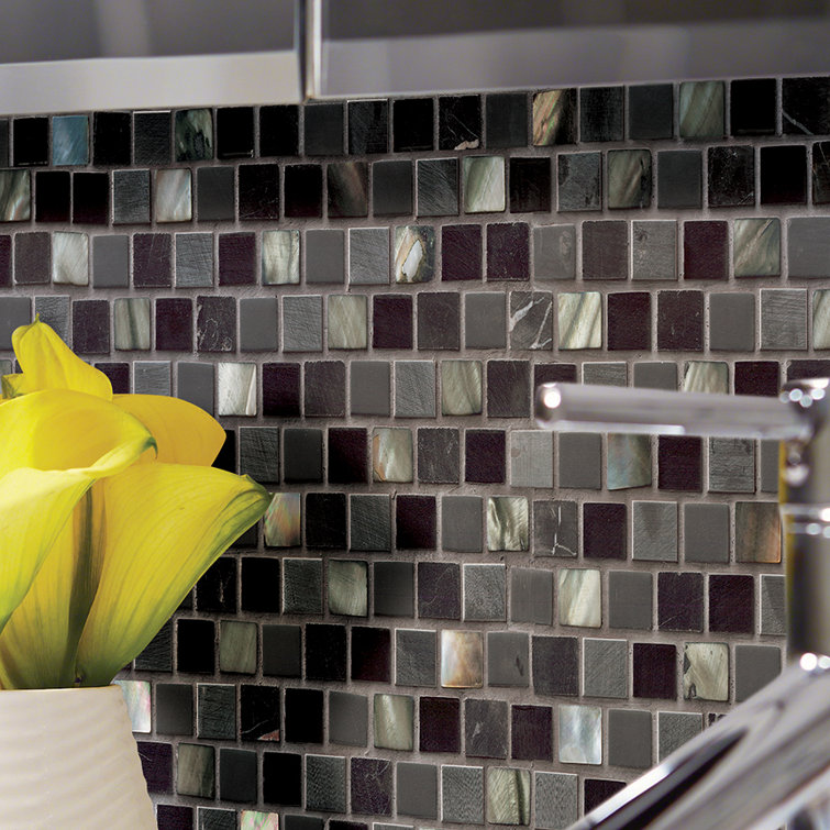 Midnight Pearl Natural Stone Mosaic Tile in Black