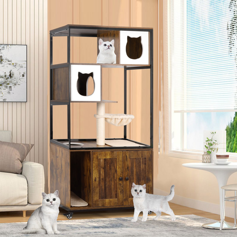 Arbre à chat avec bac à litière