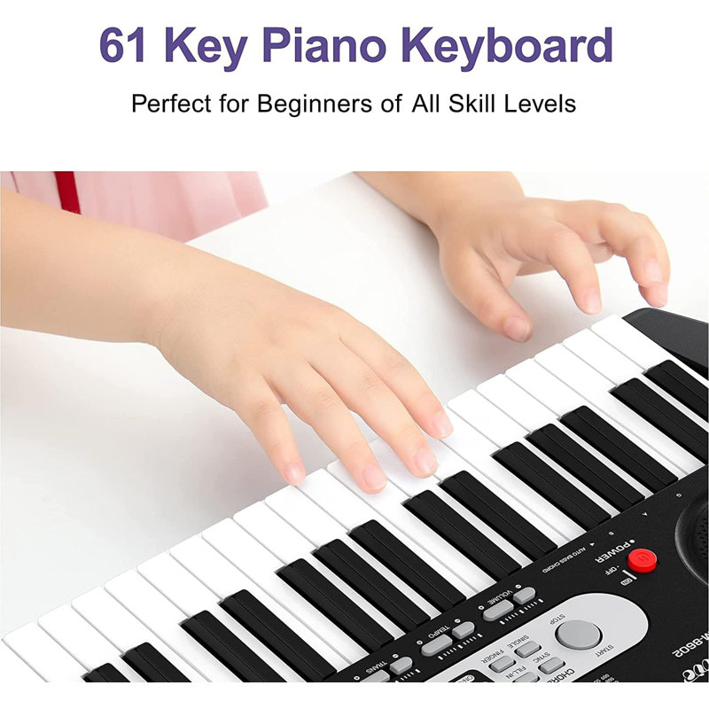 61-Key Portable Keyboard Piano, with Detachable Microphone, Charger, Electric Keyboard Teaching