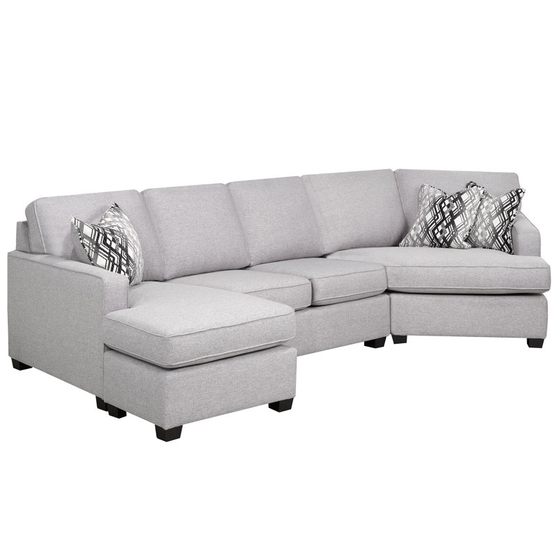 Canapé modulaire incurvé Clelio, gris (LHF), Polyester gris