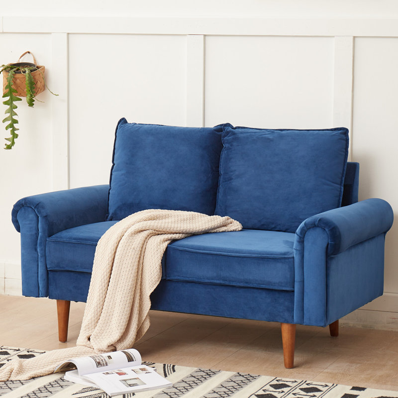 Honebein 55.9'' Velvet Loveseat, Space Blue Velvet