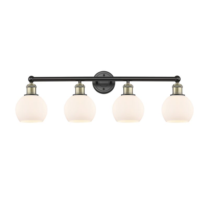 Éclairage pour meuble-lavabo 4 lumières 33 pouces Cambria, Blanc mat, Laiton antique noir