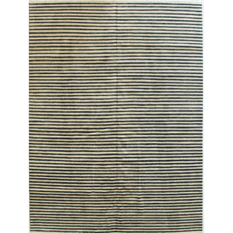 Tapis beige rayé transitionnel rayé