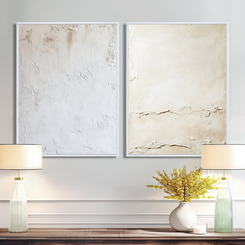 Couches de peinture Soft Plaster II - Décoration murale minimaliste abstraite en 2 pièces, 32" H x 48" W