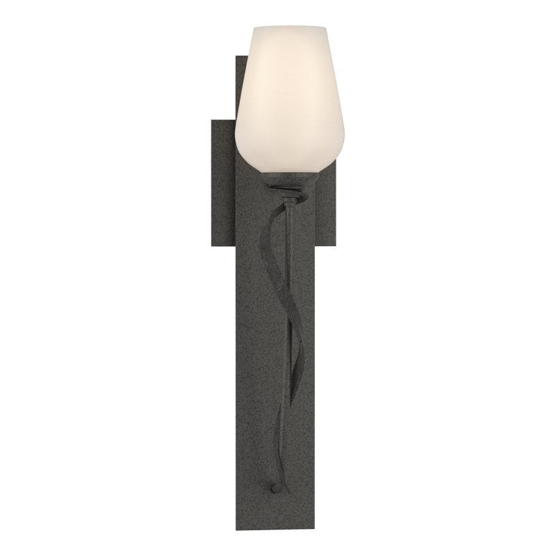 Flora 1 - Light Armed Sconce, Natural Iron, Opal White
