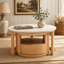 Élégante table basse gigogne avec plateau en marbre, rangement à deux niveaux et tiroir, idéale pour les espaces de vie organisés et élégants
