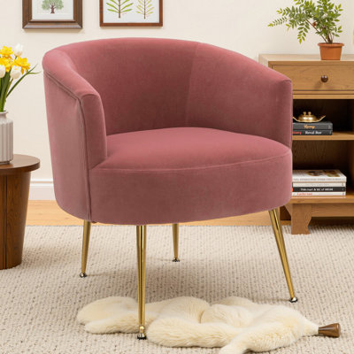 Velvet and Teddy Fabric Accent Chair With Metal Legs
