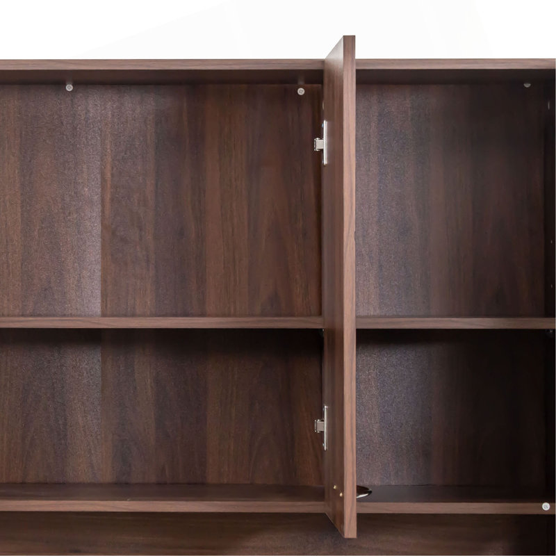 70,87 "de hauteur avec garde-robe et armoire de cuisine, avec 6 portes, 1 tablette ouverte et 1 tiroir pour la chambre à coucher, noyer