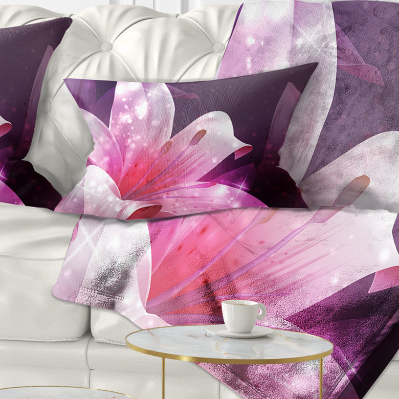 Shining Pink Fractal Flower - Floral Printed Pillow