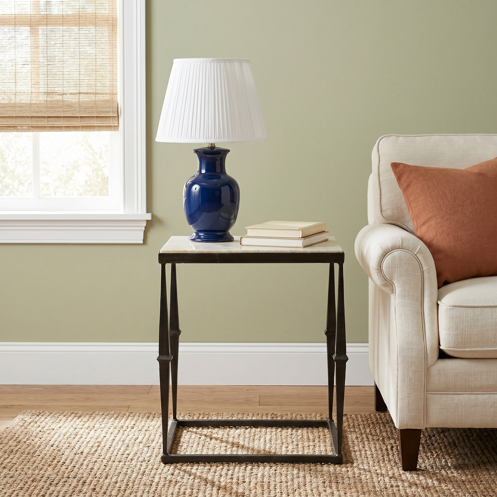Agatie 16" Genuine Marble End Table