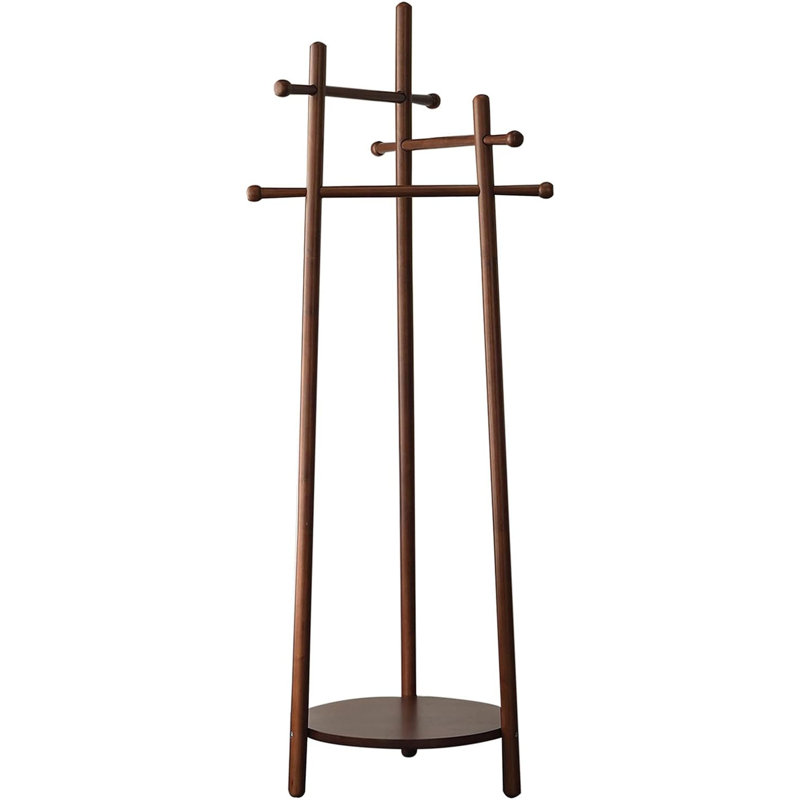 Dualta Solid Wood Freestanding 6 - Hook Coat Rack, Brown