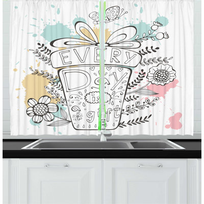 Floral Ruffled Kitchen Curtain