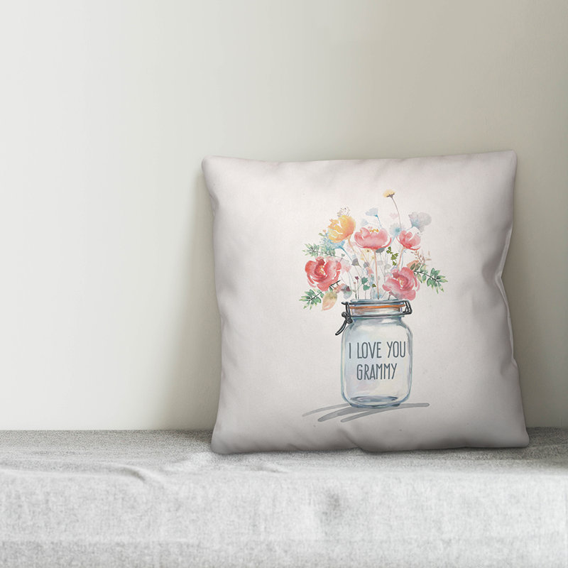 Coussin décoratif I Love You Grammy Bouquet, Polyester / Bourre en polyester, 20 po x 20 po
