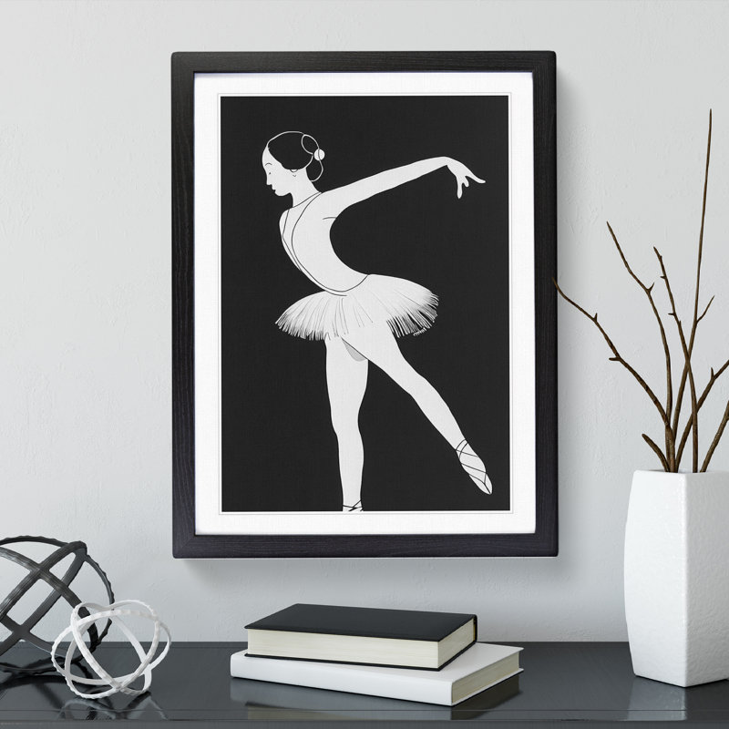 Monochrome Ballerina No.4 - Wall Art, Black Framed, 34cm H x 25cm W x 2cm D