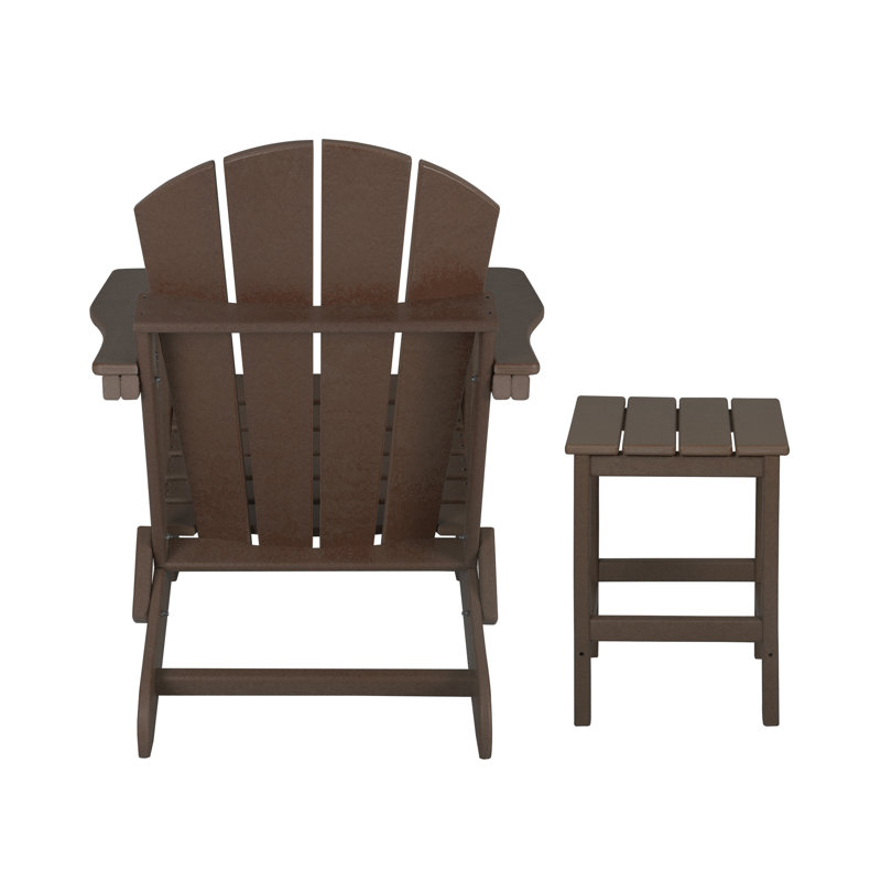 Chaise Adirondack pliante en plastique avec table Laguna, Brun foncé