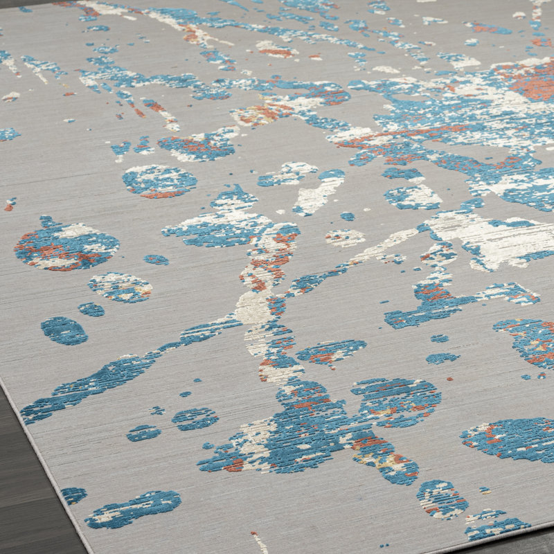Lydian Abstract Area Rug in Grey, Rectangle 13'2" x 16'5"