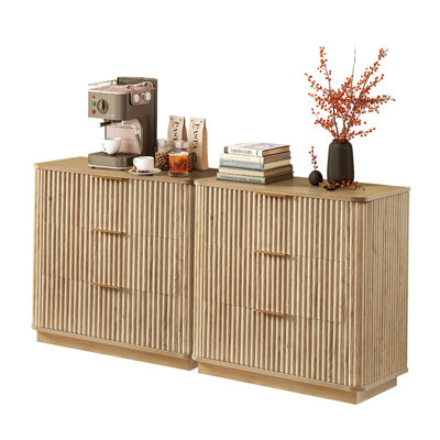 27.6"W Fluted 3 Drawers Dresser Nightstand