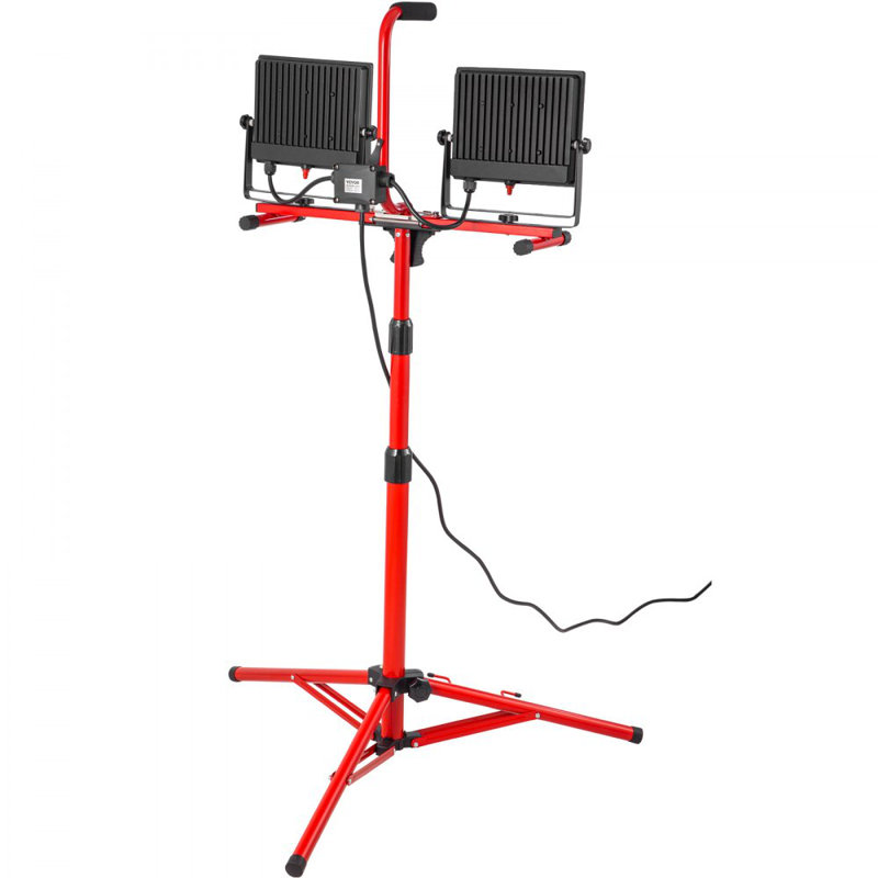 LED Work Light with Stand, 20000 Lumen Dual-head LED Work Light with 27.6"-68.1" Adjustable and Foldable Tripod Stand, IP65 Waterproofed LED Tripod Work Light, with 5000 Kelvin Colour Temperature