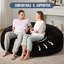 Pouf géant sans os de 1,80 m, garnissage à mémoire comprimé, housse en peluche rayée lavable à la machine, pour salon, chambre, dortoir ou bureau, noir-1661313420-1661316722