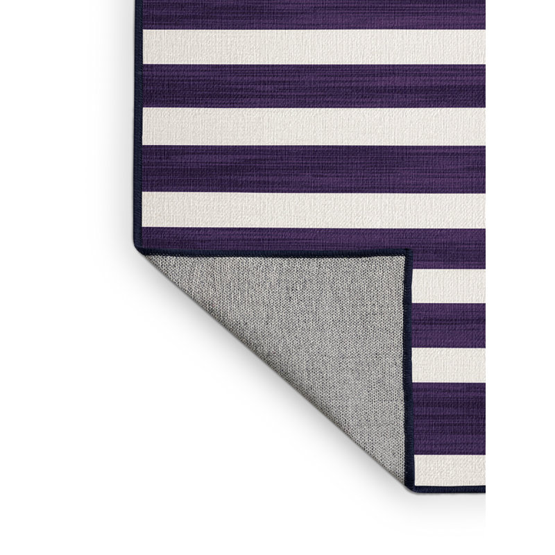Tapis mauve à rayures horizontales lavable à la machine, Rectangulaire 2 pi x 3 pi