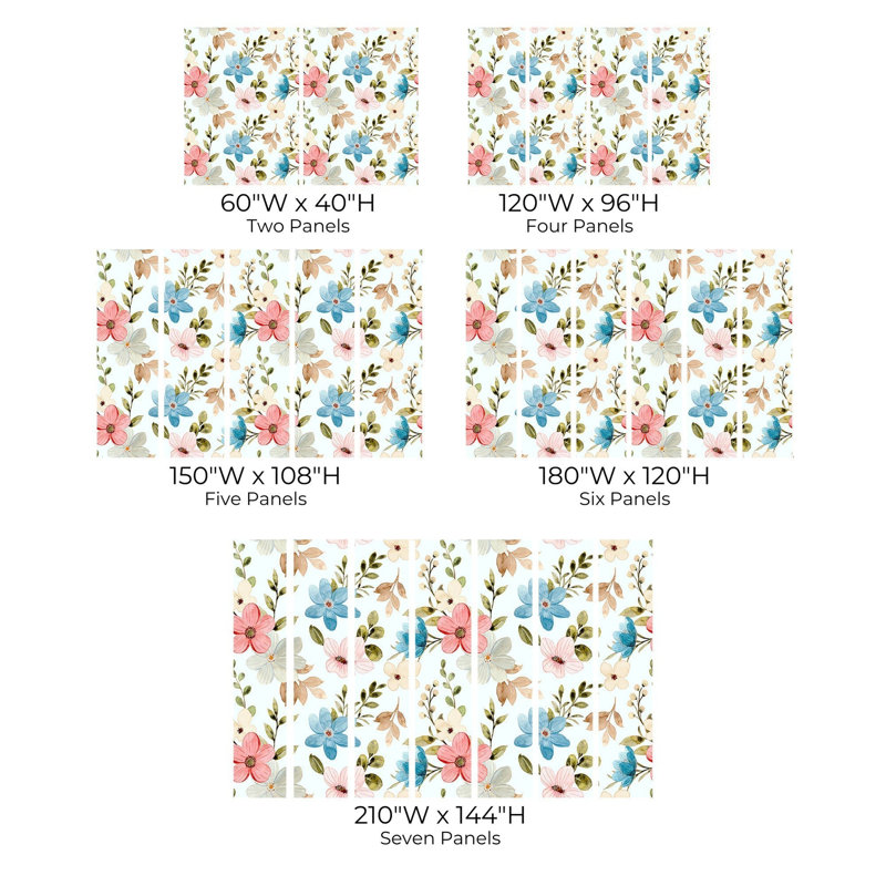 Murale pelez et collez de qualité supérieure - Motif floral, L 144 po x l 210 po