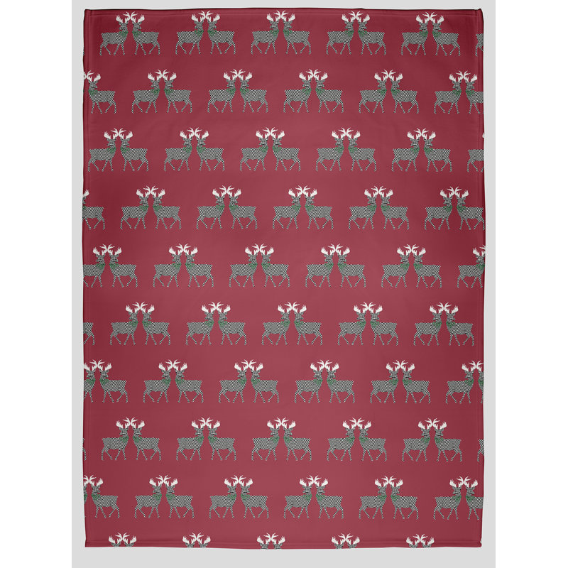 Jeté Merry Deer, L 30 po x L 39,75 po, Rouge