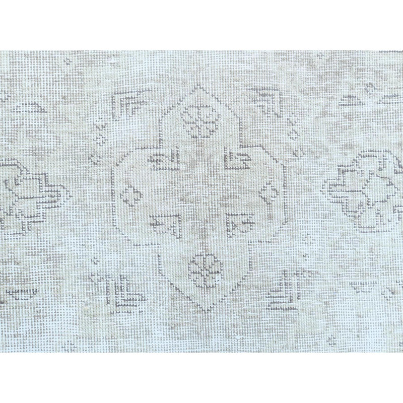 9 pi 6 po x 12 pi 7 po ivoire, rétro persan Tabriz court, aspect délavé, tapis oriental en laine nouée à la main Shabby Elegance 3C0A725927164BC9B611C93F7BCEFA0A